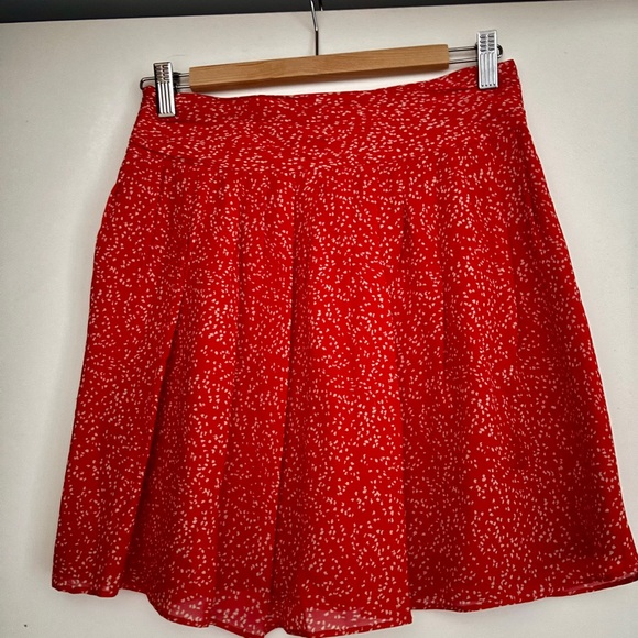 Club Monaco 100% Silk orange red Patterned Women's Skirt - Picture 2 of 4
